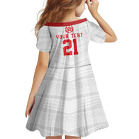 Custom Mate Ma'a Tonga Heritage Family Matching Short Sleeve Bodycon Dress and Hawaiian Shirt Pacific Tribal Rugby White Edition - Polynesian Pride