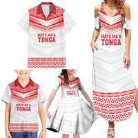Custom Mate Ma'a Tonga Heritage Family Matching Summer Maxi Dress and Hawaiian Shirt Pacific Tribal Rugby White Edition - Polynesian Pride