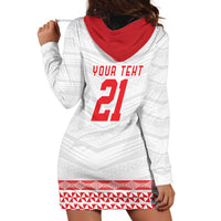 Custom Mate Ma'a Tonga Heritage Hoodie Dress Pacific Tribal Rugby White Edition - Polynesian Pride