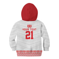 Custom Mate Ma'a Tonga Heritage Kid Hoodie Pacific Tribal Rugby White Edition - Polynesian Pride