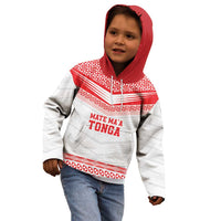 Custom Mate Ma'a Tonga Heritage Kid Hoodie Pacific Tribal Rugby White Edition - Polynesian Pride