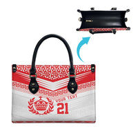 Custom Mate Ma'a Tonga Heritage Leather Bag Pacific Tribal Rugby White Edition - Polynesian Pride