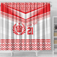 Custom Mate Ma'a Tonga Heritage Shower Curtain Pacific Tribal Rugby White Edition - Polynesian Pride