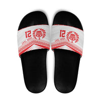 Custom Mate Ma'a Tonga Heritage Slide Sandals Pacific Tribal Rugby White Edition - Polynesian Pride