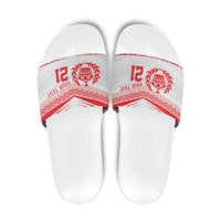 Custom Mate Ma'a Tonga Heritage Slide Sandals Pacific Tribal Rugby White Edition - Polynesian Pride