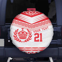 Custom Mate Ma'a Tonga Heritage Spare Tire Cover Pacific Tribal Rugby White Edition - Polynesian Pride