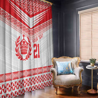 Custom Mate Ma'a Tonga Heritage Window Curtain Pacific Tribal Rugby White Edition - Polynesian Pride