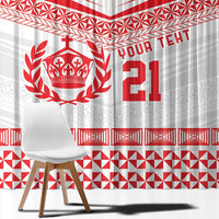 Custom Mate Ma'a Tonga Heritage Window Curtain Pacific Tribal Rugby White Edition - Polynesian Pride