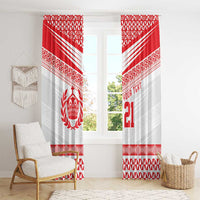 Custom Mate Ma'a Tonga Heritage Window Curtain Pacific Tribal Rugby White Edition - Polynesian Pride