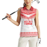 Custom Mate Ma'a Tonga Heritage Women Sleeveless Polo Shirt Pacific Tribal Rugby White Edition - Polynesian Pride