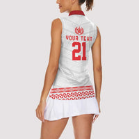 Custom Mate Ma'a Tonga Heritage Women Sleeveless Polo Shirt Pacific Tribal Rugby White Edition - Polynesian Pride