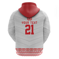 Custom Mate Ma'a Tonga Heritage Zip Hoodie Pacific Tribal Rugby White Edition - Polynesian Pride