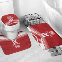 Custom Pacific Rugby Spirit Bathroom Set Tonga Ngatu Pride Red Edition - Polynesian Pride