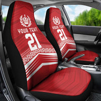 Custom Pacific Rugby Spirit Car Seat Cover Tonga Ngatu Pride Red Edition - Polynesian Pride