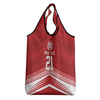 Custom Pacific Rugby Spirit Grocery Bag Tonga Ngatu Pride Red Edition - Polynesian Pride
