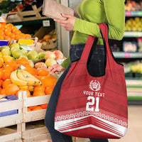 Custom Pacific Rugby Spirit Grocery Bag Tonga Ngatu Pride Red Edition - Polynesian Pride