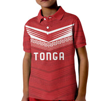 Custom Pacific Rugby Spirit Kid Polo Shirt Tonga Ngatu Pride Red Edition - Polynesian Pride