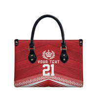 Custom Pacific Rugby Spirit Leather Bag Tonga Ngatu Pride Red Edition - Polynesian Pride