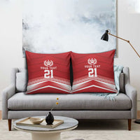 Custom Pacific Rugby Spirit Pillow Cover Tonga Ngatu Pride Red Edition - Polynesian Pride