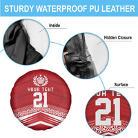 Custom Pacific Rugby Spirit Spare Tire Cover Tonga Ngatu Pride Red Edition - Polynesian Pride