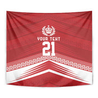 Custom Pacific Rugby Spirit Tapestry Tonga Ngatu Pride Red Edition - Polynesian Pride