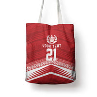Custom Pacific Rugby Spirit Tote Bag Tonga Ngatu Pride Red Edition - Polynesian Pride