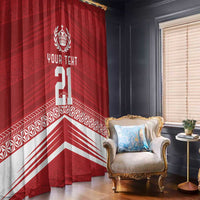Custom Pacific Rugby Spirit Window Curtain Tonga Ngatu Pride Red Edition - Polynesian Pride