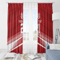 Custom Pacific Rugby Spirit Window Curtain Tonga Ngatu Pride Red Edition - Polynesian Pride