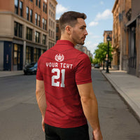 Custom Pacific Rugby Spirit Zipper Polo Shirt Tonga Ngatu Pride Red Edition - Polynesian Pride