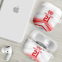 Custom Pacific Rugby Spirit AirPods Case Tonga Ngatu Pride White Edition - Polynesian Pride