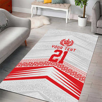 Custom Pacific Rugby Spirit Area Rug Tonga Ngatu Pride White Edition - Polynesian Pride
