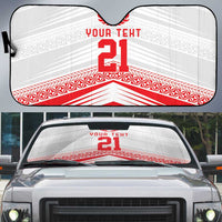 Custom Pacific Rugby Spirit Auto Sun Shade Tonga Ngatu Pride White Edition - Polynesian Pride