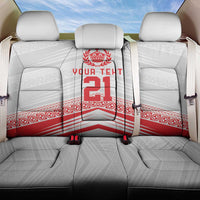 Custom Pacific Rugby Spirit Back Car Seat Cover Tonga Ngatu Pride White Edition - Polynesian Pride