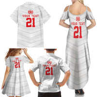 Custom Pacific Rugby Spirit Family Matching Summer Maxi Dress and Hawaiian Shirt Tonga Ngatu Pride White Edition - Polynesian Pride