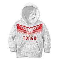 Custom Pacific Rugby Spirit Kid Hoodie Tonga Ngatu Pride White Edition - Polynesian Pride