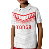 Custom Pacific Rugby Spirit Kid Polo Shirt Tonga Ngatu Pride White Edition - Polynesian Pride