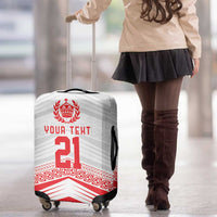 Custom Pacific Rugby Spirit Luggage Cover Tonga Ngatu Pride White Edition - Polynesian Pride