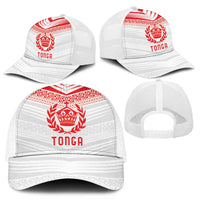 Pacific Rugby Spirit Mesh Trucker Cap Tonga Ngatu Pride White Edition - Polynesian Pride