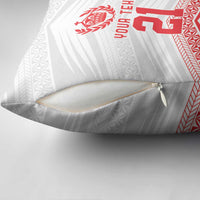 Custom Pacific Rugby Spirit Pillow Cover Tonga Ngatu Pride White Edition - Polynesian Pride