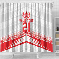 Custom Pacific Rugby Spirit Shower Curtain Tonga Ngatu Pride White Edition - Polynesian Pride