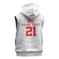 Custom Pacific Rugby Spirit Sleeveless Zip Hoodie Tonga Ngatu Pride White Edition - Polynesian Pride