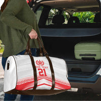 Custom Pacific Rugby Spirit Travel Bag Tonga Ngatu Pride White Edition - Polynesian Pride