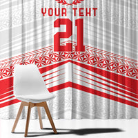 Custom Pacific Rugby Spirit Window Curtain Tonga Ngatu Pride White Edition - Polynesian Pride