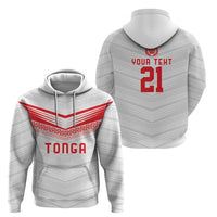 Custom Pacific Rugby Spirit Zip Hoodie Tonga Ngatu Pride White Edition - Polynesian Pride