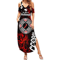 New Zealand Waitangi Day Personalised Family Matching Summer Maxi Dress and Hawaiian Shirt Aotearoa Te Ra O Waitangi With Maori Tattoo LT9 Mom's Dress Red - Polynesian Pride