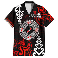 New Zealand Waitangi Day Personalised Family Matching Tank Maxi Dress and Hawaiian Shirt Aotearoa Te Ra O Waitangi With Maori Tattoo LT9 Dad's Shirt - Short Sleeve Red - Polynesian Pride