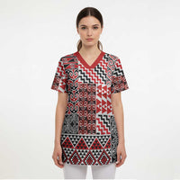 Aotearoa Kowhaiwhai Taniko Patchwork Motifs Scrub Top - Polynesian Pride