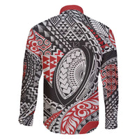 Aotearoa Maori Rugby Tribal Tattoo Family Matching Off The Shoulder Long Sleeve Dress and Hawaiian Shirt Kowhaiwhai Taniko Patchwork Motifs