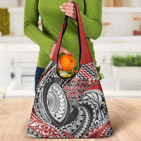 Aotearoa Maori Rugby Tribal Tattoo Grocery Bag Kowhaiwhai Taniko Patchwork Motifs