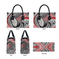 Aotearoa Maori Rugby Tribal Tattoo Leather Bag Kowhaiwhai Taniko Patchwork Motifs - Polynesian Pride